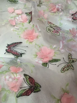 

butterfly embroidered lace fabric LJY-41302 top quality french lace fabric for sewing
