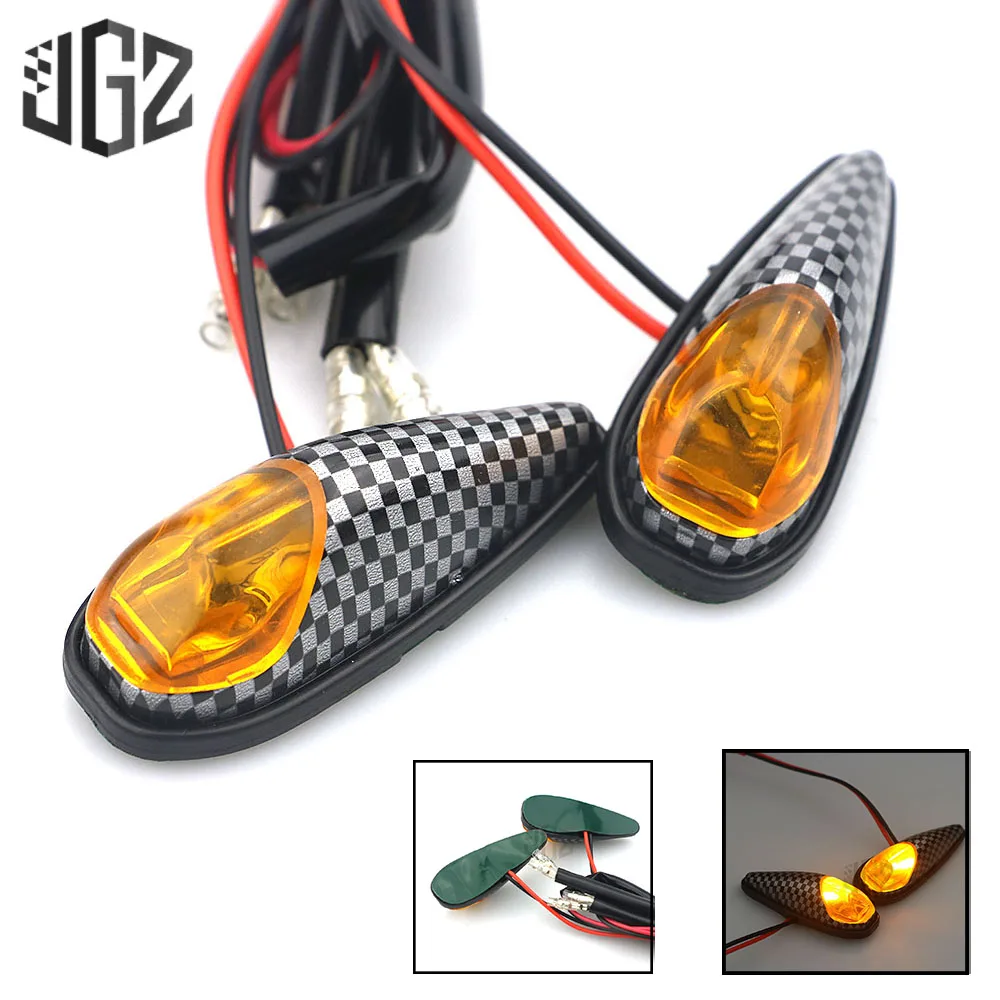 

Motorcycle Pasted LED Turn Signal Lights Carbon Amber Indicators Flashers Lamp Universal for Ducati KTM Yamaha Honda Kawasaki