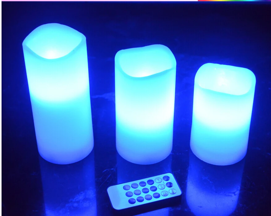 

3pcs/set LED Remote Control Electronic Wax Candle 12 Color Changing Flicker Flameless Candle Light Set