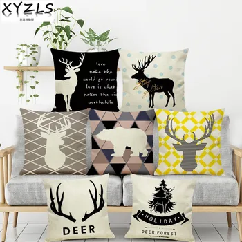 

XYZLS 2Pcs/lot Nordic Ins Deer Sofa Cushion Covers Modern Throw Pillow Cases Square Cafe Car Decorative Cushion Cover Customized