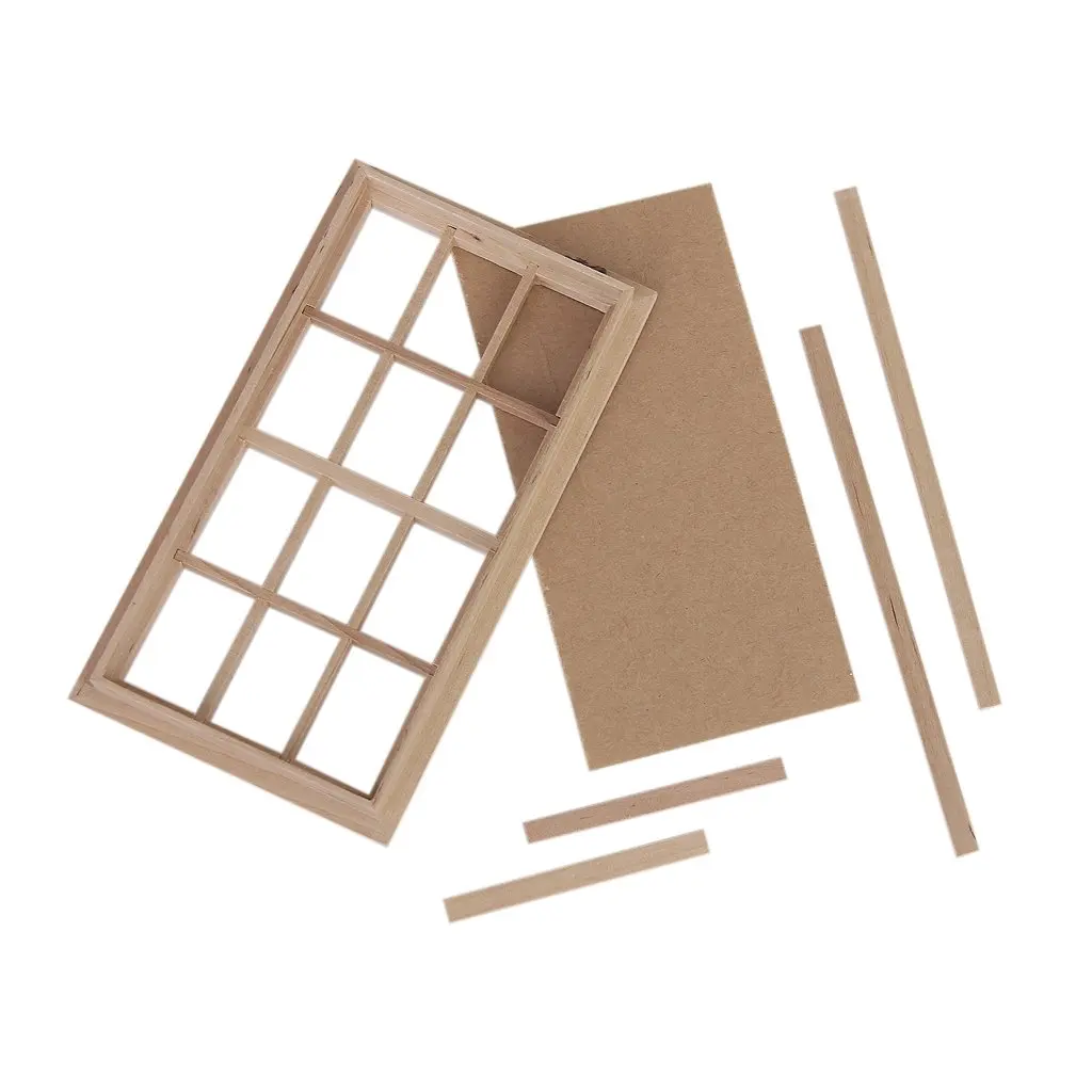 

MACH Wooden Traditional 12-pane Window Frame 1:12 Scale Dollhouse Miniature