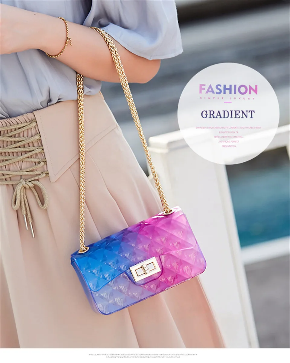 Moda colorido pvc saco das mulheres de