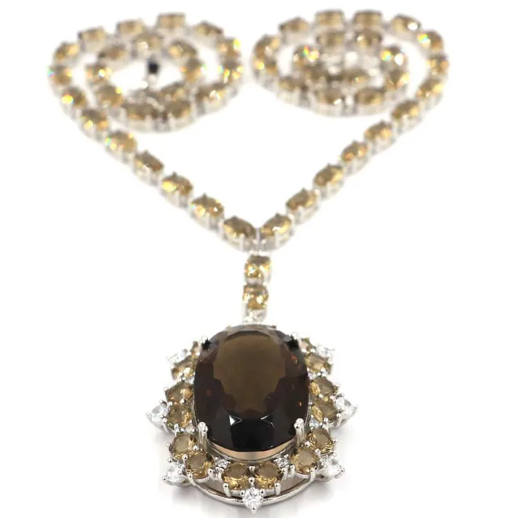 

Big Gem 18x18mm Green Tsavorite Garnet Ladies Wedding 925 Silver Pendant 30x25mm