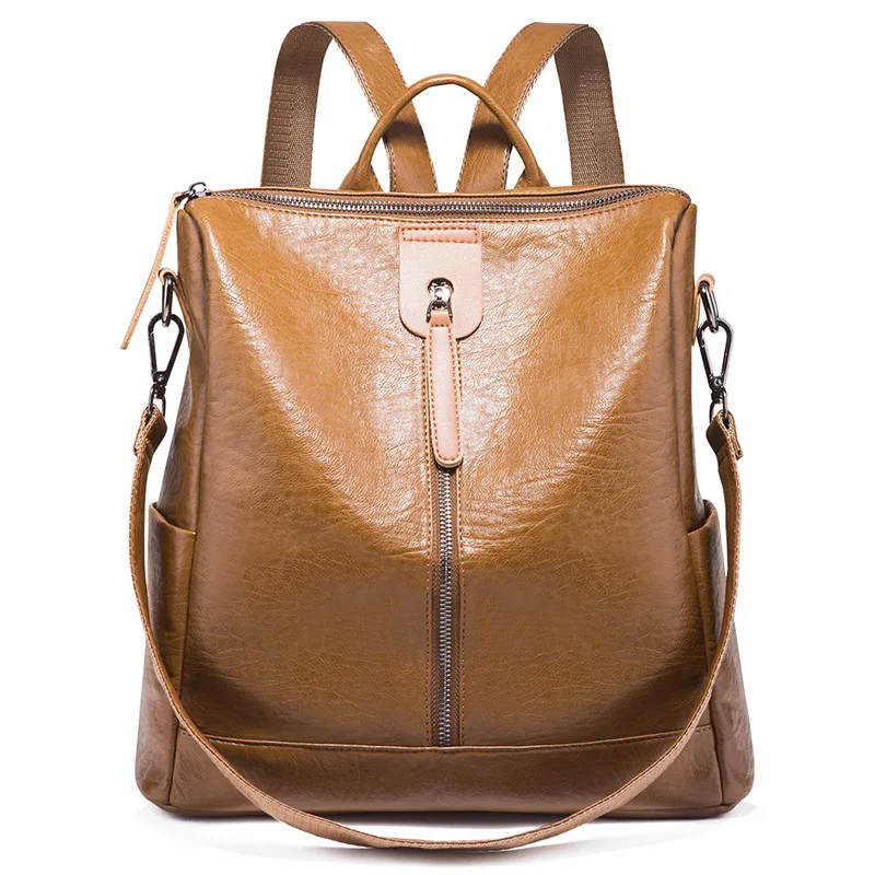 Женский рюкзак из натуральной кожи, женские сумки, дизайнерский повседневный рюкзак из натуральной кожи для ноутбука, Одноцветный женский рюкзак, школьная сумка C748
