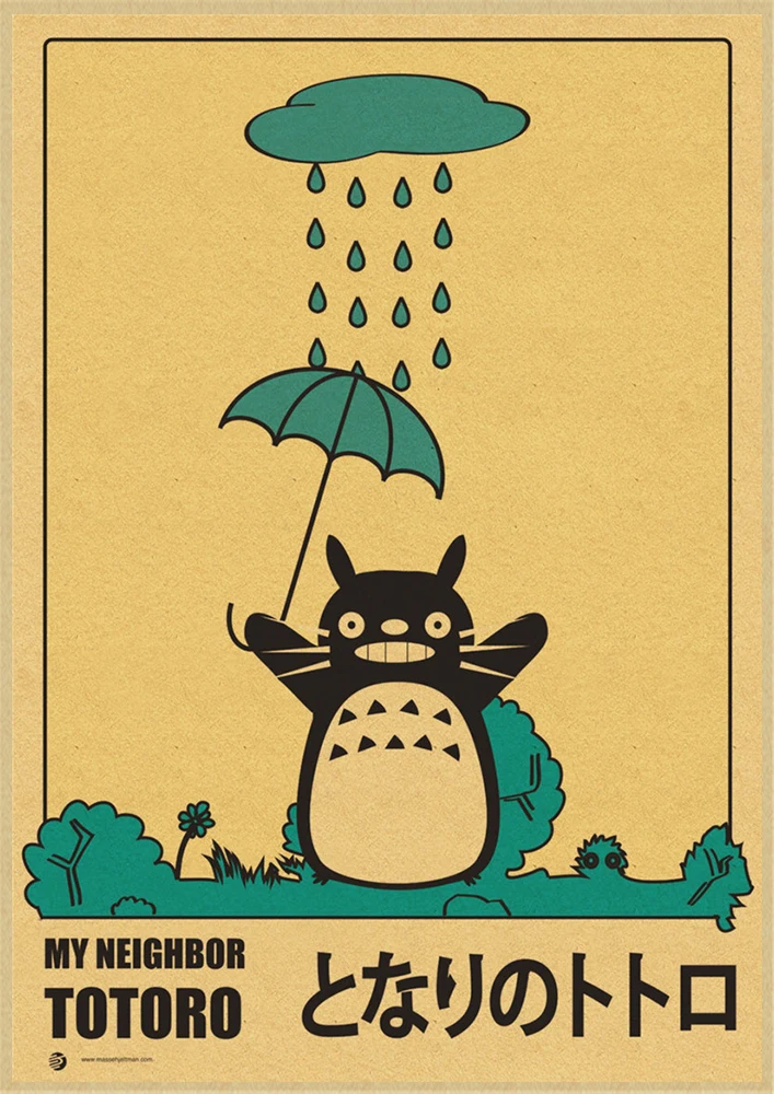 Хаяо Миядзаки мультфильм Tonari no Totoro ретро крафт-бумага плакат ВИНТАЖНЫЙ ПЛАКАТ украшение комнаты - Цвет: Красный