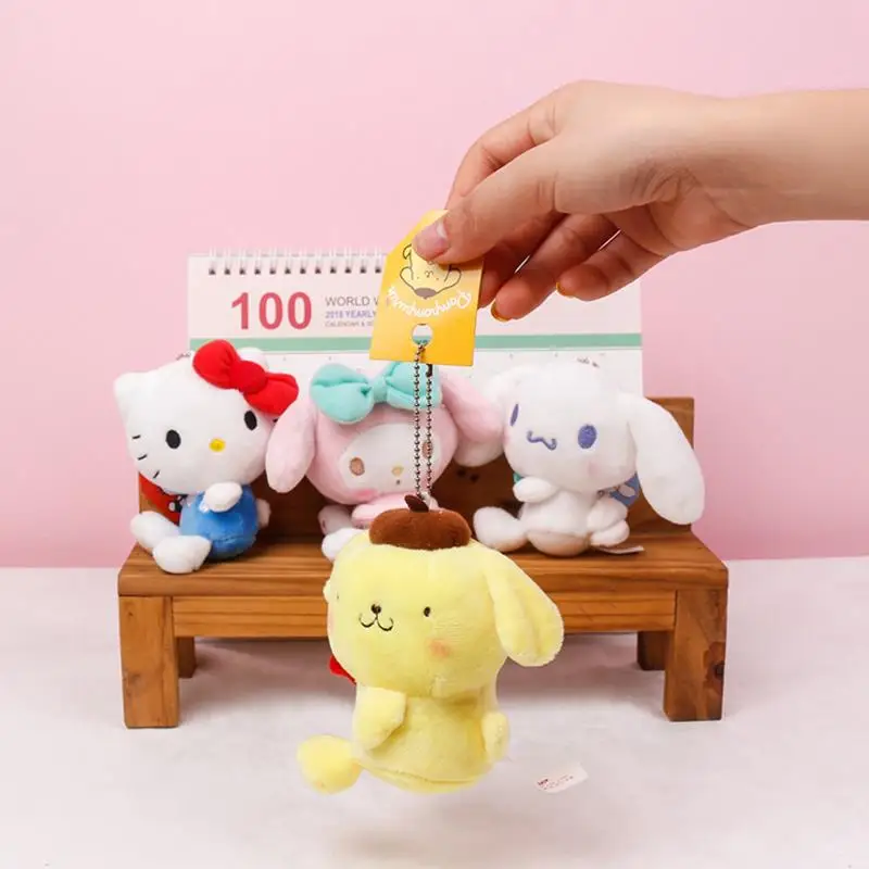 

1 Pc cute My Melody Hello Kitty Pudding Cinnamoroll Dog Plush Keychain Cartoon Doll Pendant Girls Plush Toys gift