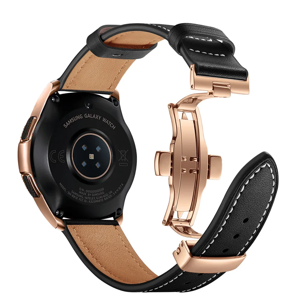 Роскошный ремешок из натуральной кожи с пряжкой-бабочкой для samsung Galaxy Watch 46 мм браслет для наручных часов gear S3