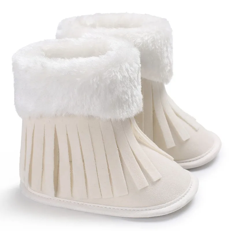 Зимние детские ботинки для девочек мода бахромой супер теплый Искусственный мех снежное Обувь Дети младенческой малыша новорожденных