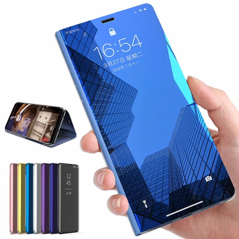 Кожаный чехол чехлы для huawei Honor 9 lite 8 умный зеркальный светильник флип-чехол