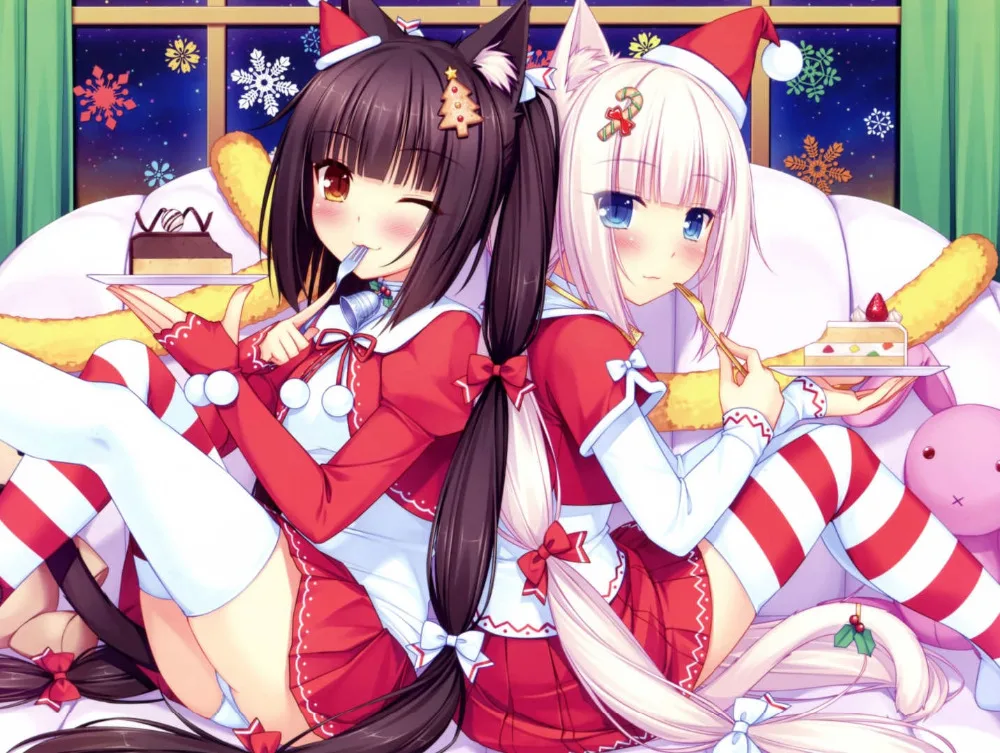 Чирно магазин лидер GALGAME Neko Para Сексуальная животных уши девушка Chocolat и ваниль Sayori лист Товары для кошек Paradise Набор пододеяльников для