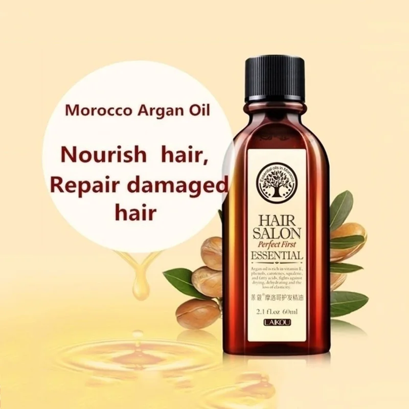 60ml Morocco Argan Oil Haircare Glycerol Nut Oil Hairdressing Essential Oil Nourish Scalp Repair Dry Damage Hair Treatment