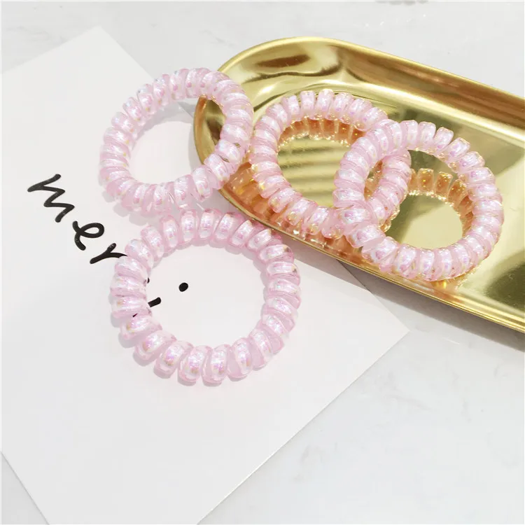 5 шт.,, женские кольца для телефона, резинки для волос с симфонией для девочек, аксессуары для волос, карамельный цвет, жевательная резинка - Цвет: Розовый