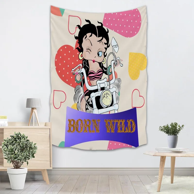 بيتي بوب قماش مزخرف جداري 3D الطباعة مخصص اليوغا كنبة مكتب مفرش منقوش للأطفال غرفة كلية المسكن الديكور