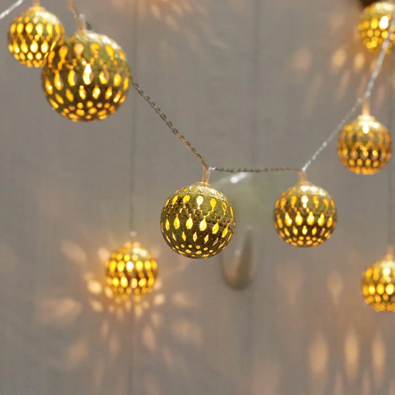

Creative Design Iron ball Light String Decorative Outdoor Lighting Christmas Wedding fairy light led string light Decoration