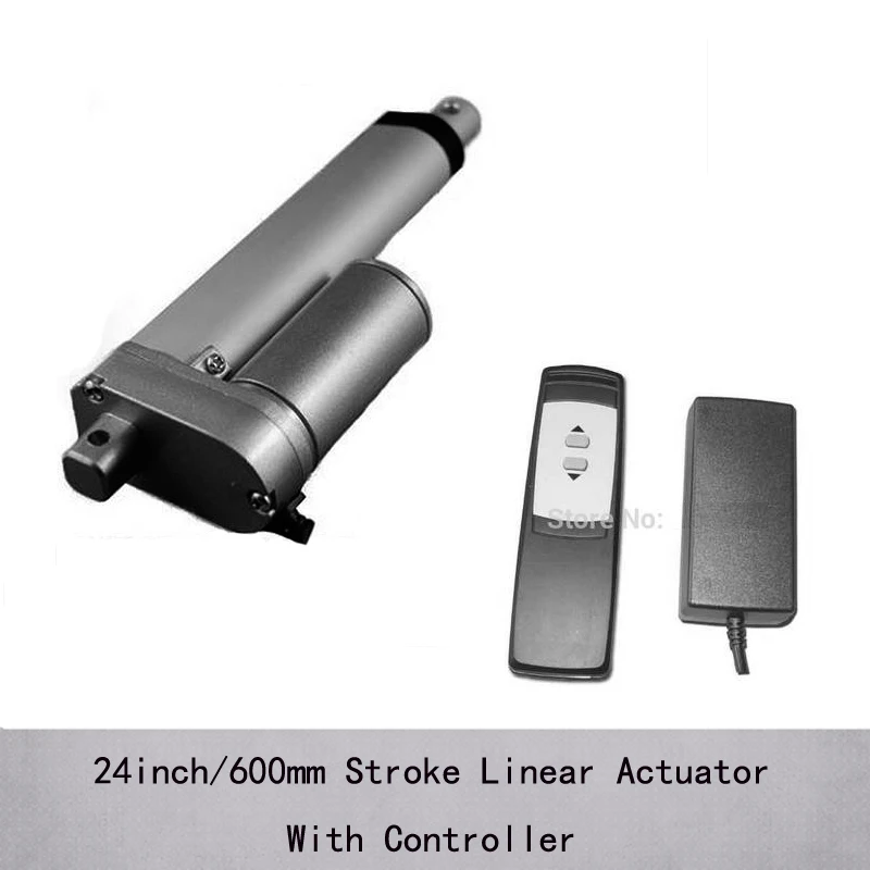 

Waterproof dc electric linear actuator 24inch/600mm stroke, 1000N/100kgs load electric linear actuator 24v with controller