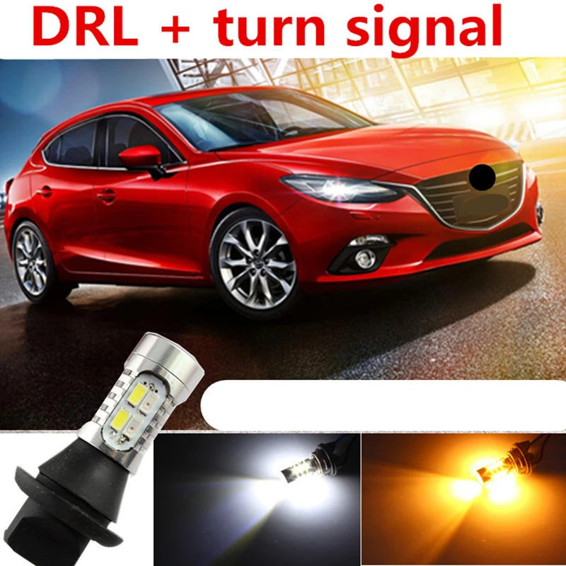 

Tcart For Mazda 3 Axela 2014 up accessories LED DRL Daytime Running Light & Turn Signal Light Xenon White+Amber Free shipping