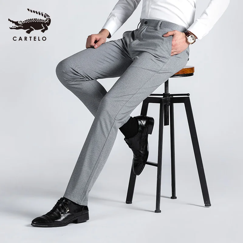 Cartelo мужские отборные деловые повседневные тонкие брюки, хлопковые прямые брюки, обтягивающие брюки для мужчин, мужские 2051