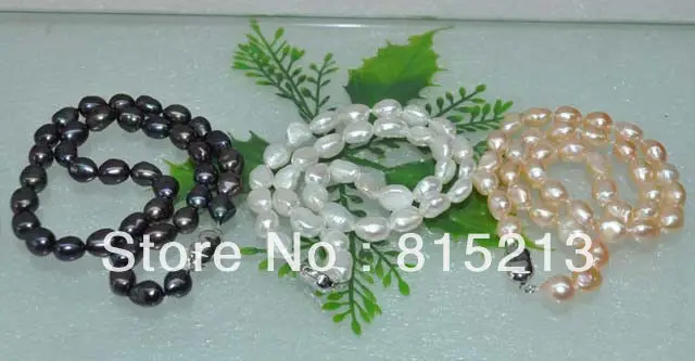 

FREE SHIPPING ddh00826 Baroque 3 Qty 8*10-12mm variour color Natural cultured pearl necklace
