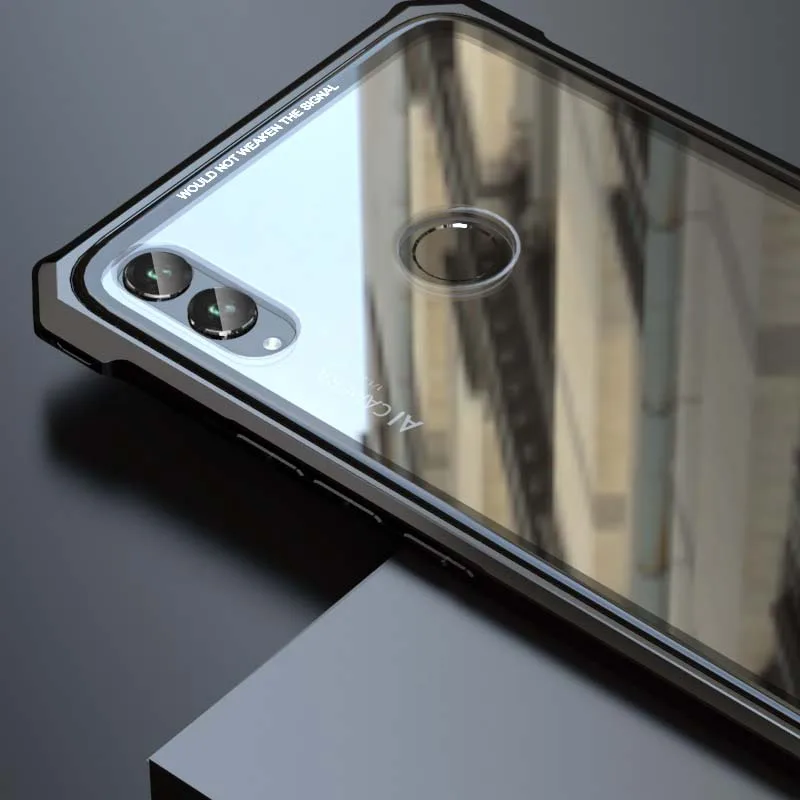 Luxury Aluminum Metal Frame Bumper + Transparent 9H Glass Back Cover Phone Case For Huawei Honor 8X 8X Max Honor8X 8XMax JS0692