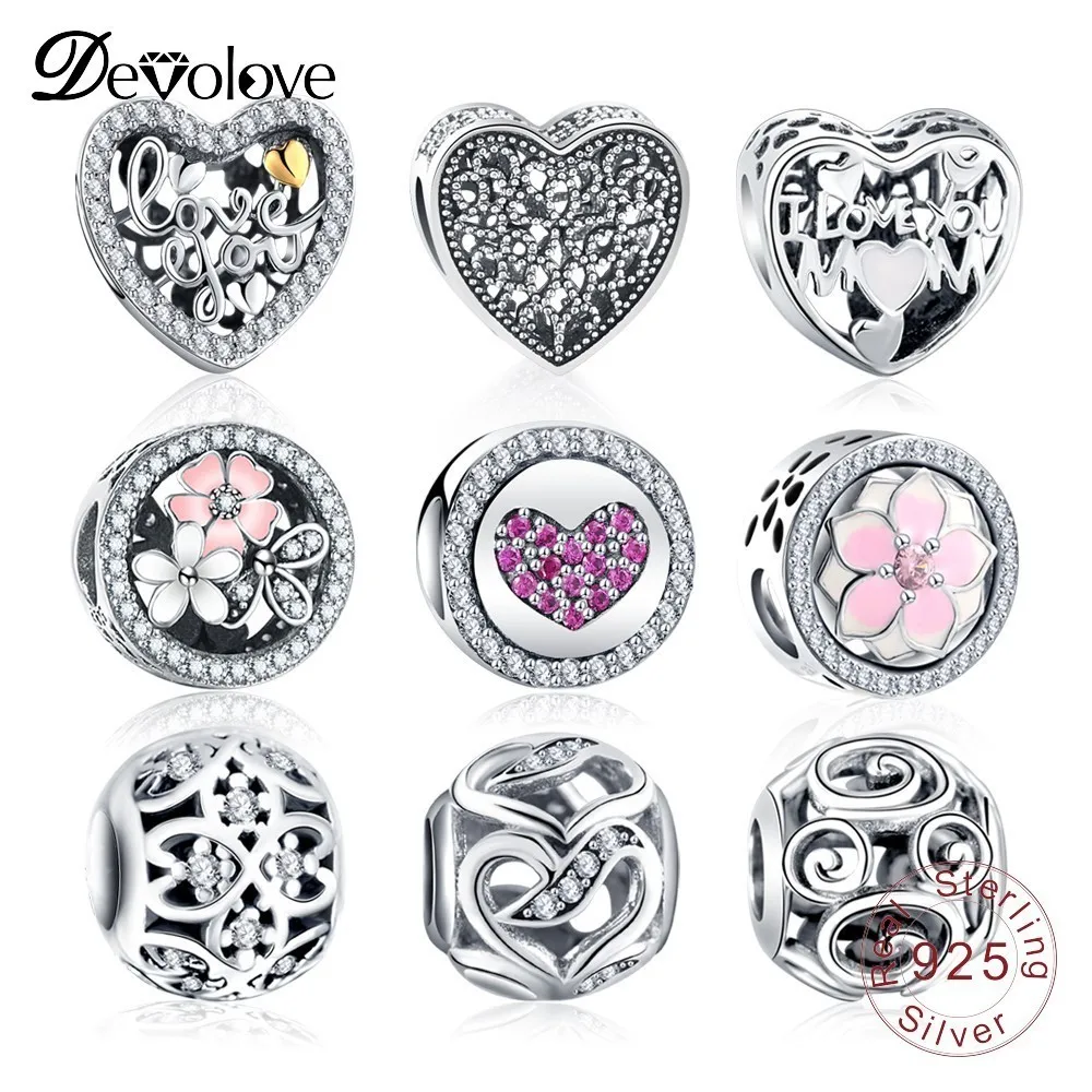 

Devolove 925 Sterling Vintage Sparkling Charms Beads Fit Original Pandora Bracelet Silver Jewelry DIY Accessories Dropshipping