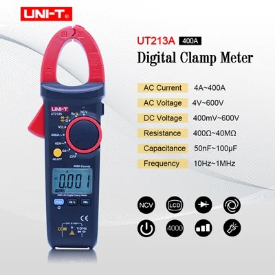 UNI-T UT213A/B/C 400A клещи TRMS AC DC ток напряжение сопротивление емкость температура тестер НТС фонарик Функция - Цвет: UT213A