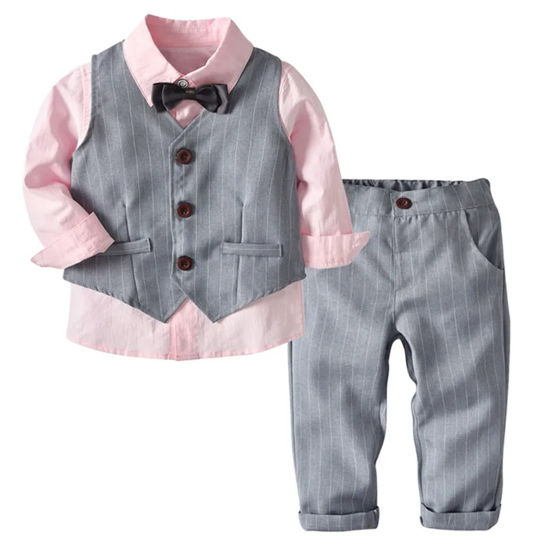 

2019 4PCS high quality boys clothing sets casual kids shirts suits boys clothes gentleman suit costume for boys boutique outfits