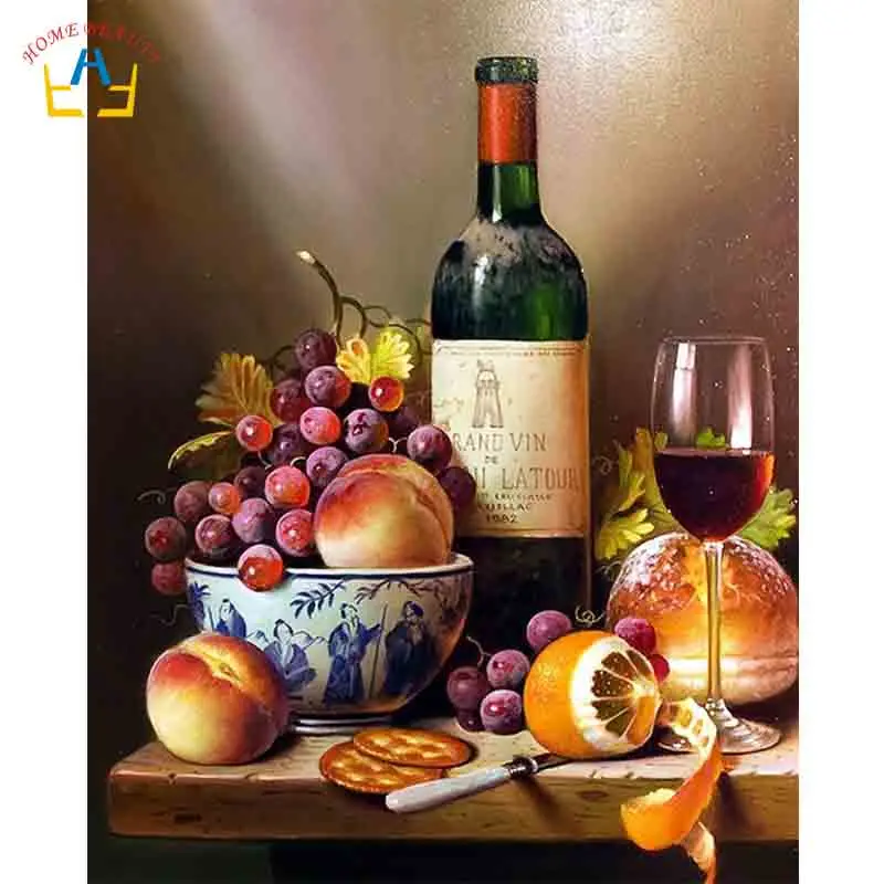 

fruit wine still life picture by numbers on canvas wall art paintings decoation living room diy paints posters and prints RA3038