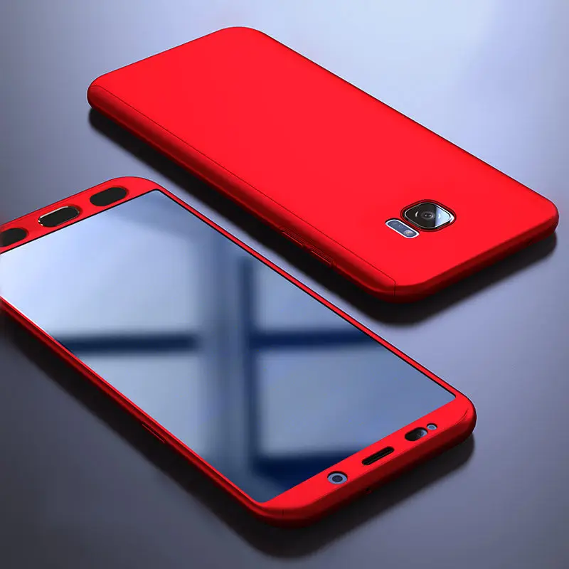 360 градусов полный чехол s для samsung Galaxy J2 Core чехол для телефона для samsung J2 Core J260F J260 J 2 SM-J260F чехол s закаленное стекло - Цвет: Red