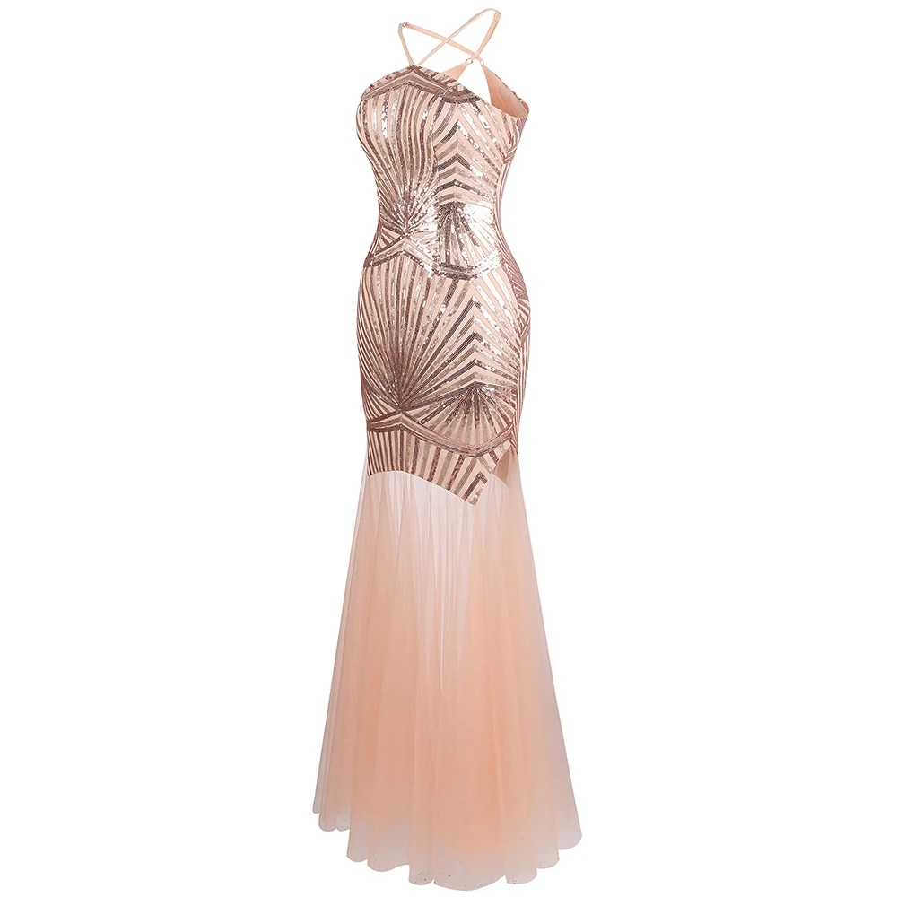 Женское вечернее платье Angel fashions длинное прозрачное с геометрическим узором и