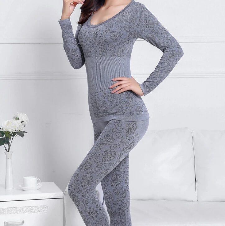 Women Winter Autumn Thermal Underwear Set Ladies Thermal Underwear Body Slim Breathable Female Long Johns Suit Clothes Top+Pants