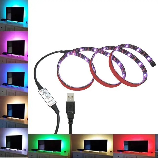 SMD5050 60LED USB Cable 5V Power LED RGB lights Strip Decor LED Rope