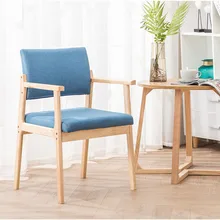Solid Wood Dining Chair Armrest Nordic Home Furniture Modern Minimalist Back Casual Coffee Study Bedroom Dining Real Wood Chair solid wood fabric backrest dining chair simple nordic restaurant low back casual coffee chair washable