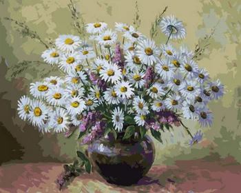 

Frameless oil painting by numbers paint by number for home decor oil picture painting 5065 daisy