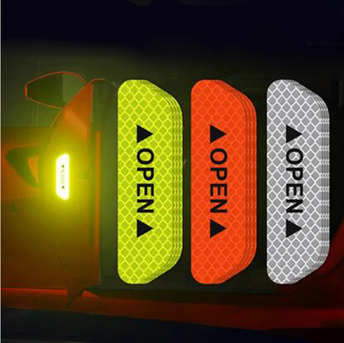 

4Pcs Warning Mark Reflective Tape Universal Exterior Accessories Car Door Stickers for Land Rover LR2 LR3 4 Freelander Discovery