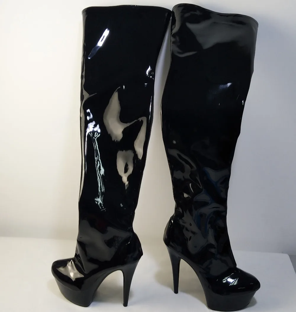 women Pole Dance thigh high boots Sexy Model Shoes Ultra 15cm Platforms buckle strap High Heel Dance Shoes