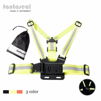 

Adjustable Safety Security High Visibility Reflective Vest Gear Stripes Jacket Action Camera Chest Strap Mount For Gopro SJCAM