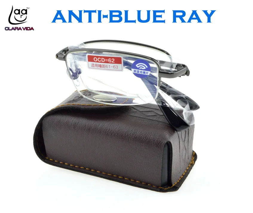 

clara vida titanium alloy foldable with belt case anti blue ray men women computer reading glasses +1 +1.5 +2 +2.5 +3 +3.5 +4