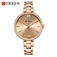 CURREN Moda de Luxo Preto Relógios Reloj Mujer Das Mulheres Simples Casual Senhoras Relógio de Presente de Quartzo de Alta Qualidade Relógio de Aço Inoxidável