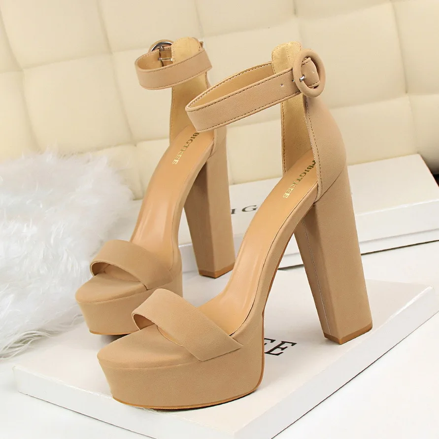 

2023 NEW Summer women shoes high-heeled shoes sexy nightclubs women's shoes waterproof platform exposed toe belt buckle sandals