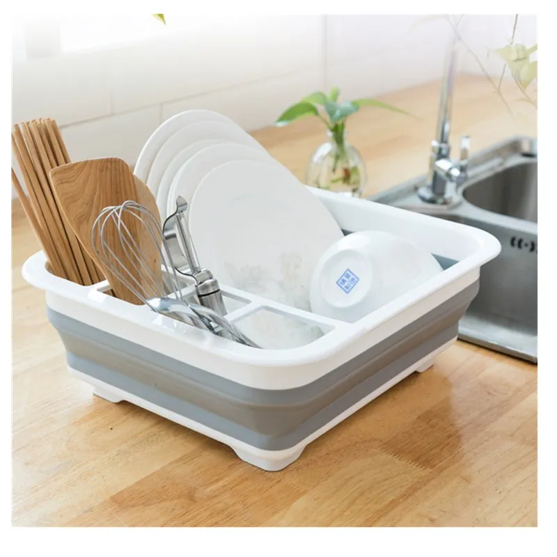 Home Foldable Dish Rack Kitchen Storage Holder Drainer Bowl Tableware Plate Portable Drying Rack Shelf Dinnerware Organizer