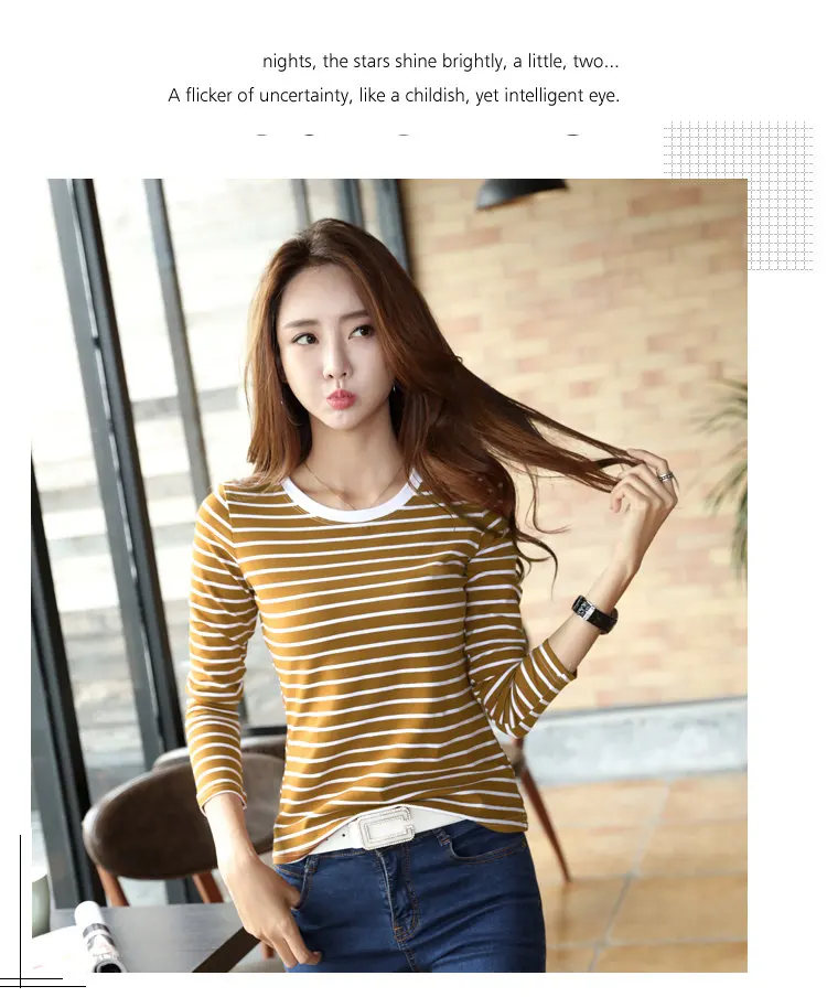 Autumn Winter Striped T-shirt Women Casual Plus Size Tops Tees Femme Long Sleeve Women Cotton Tshirt Camisetas Mujer 2019 (10)