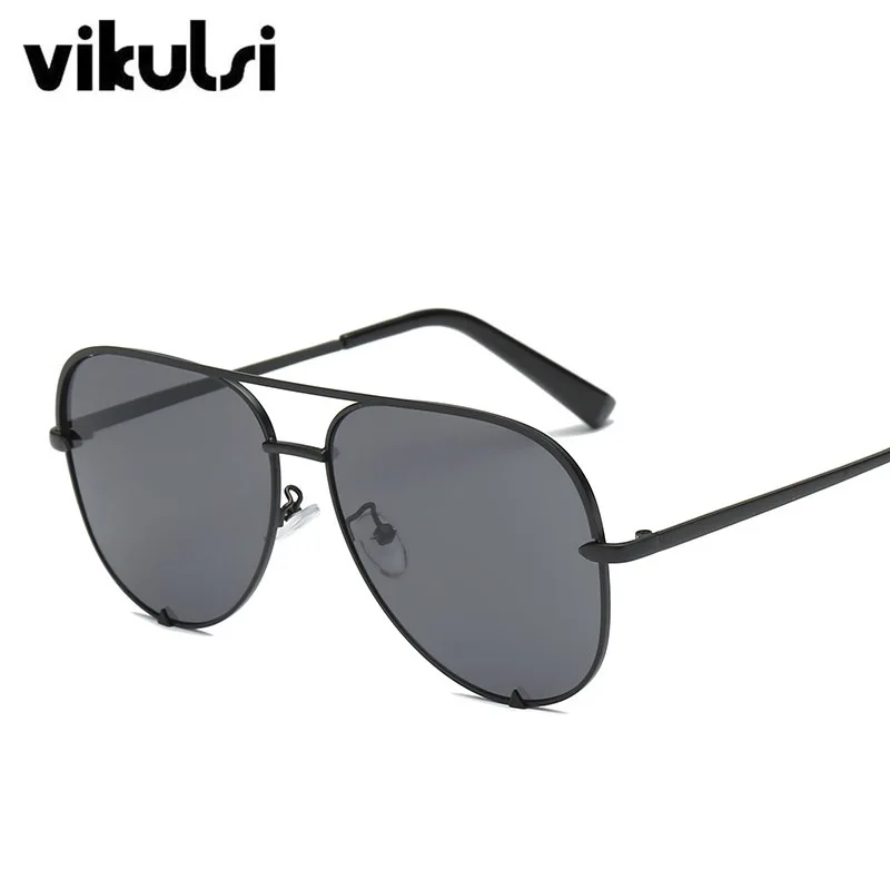 Модные женские солнцезащитные очки с градиентом, UV400, Ретро стиль, фирменный дизайн, металлическая оправа, солнцезащитные очки для женщин, женские очки с плоским верхом - Цвет линз: D519 black black