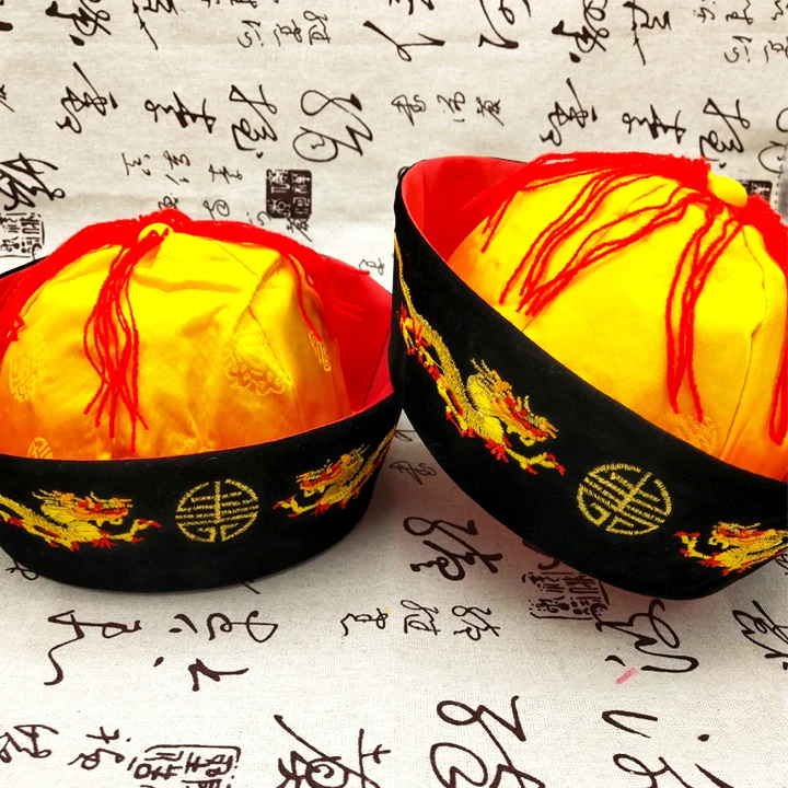 Забавная шляпа китайца драконы династии Цин император Тан костюм колпак арендатор Китайская традиционная китайская винтажная маскарадная одежда