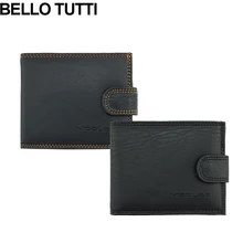 BELLO TUTTI para hombre cartera corta PU cuero Hombre Casual monedero ID tarjetas titular embrague monedero dinero bolsillo bolsas negro