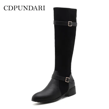 

CDPUNDARI Rome Motorcycle boots women Winter boots shoes Ladies Calf boots
