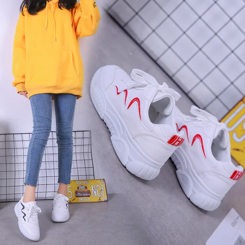 

Women Vulcanized Shoes Casual Platform Spring Autumn Increasing Shoes Ladies Sneakers Female