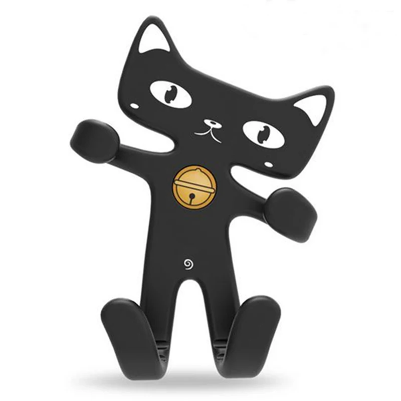 

abay Universal Flexible Soft Rubber Cat Car Holder Fashion cartoon balck Cute Car Phone Holder Silicone Mobile Phone Holder*