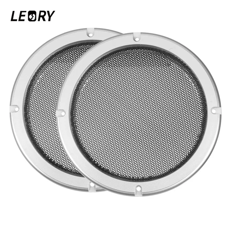 

LEORY 2pcs/ lot 2/3/4/5/6.5/8/10 inch Speaker Loudspeakers with Screws Mesh Cover Protective Speaker Circle Black/ Silver