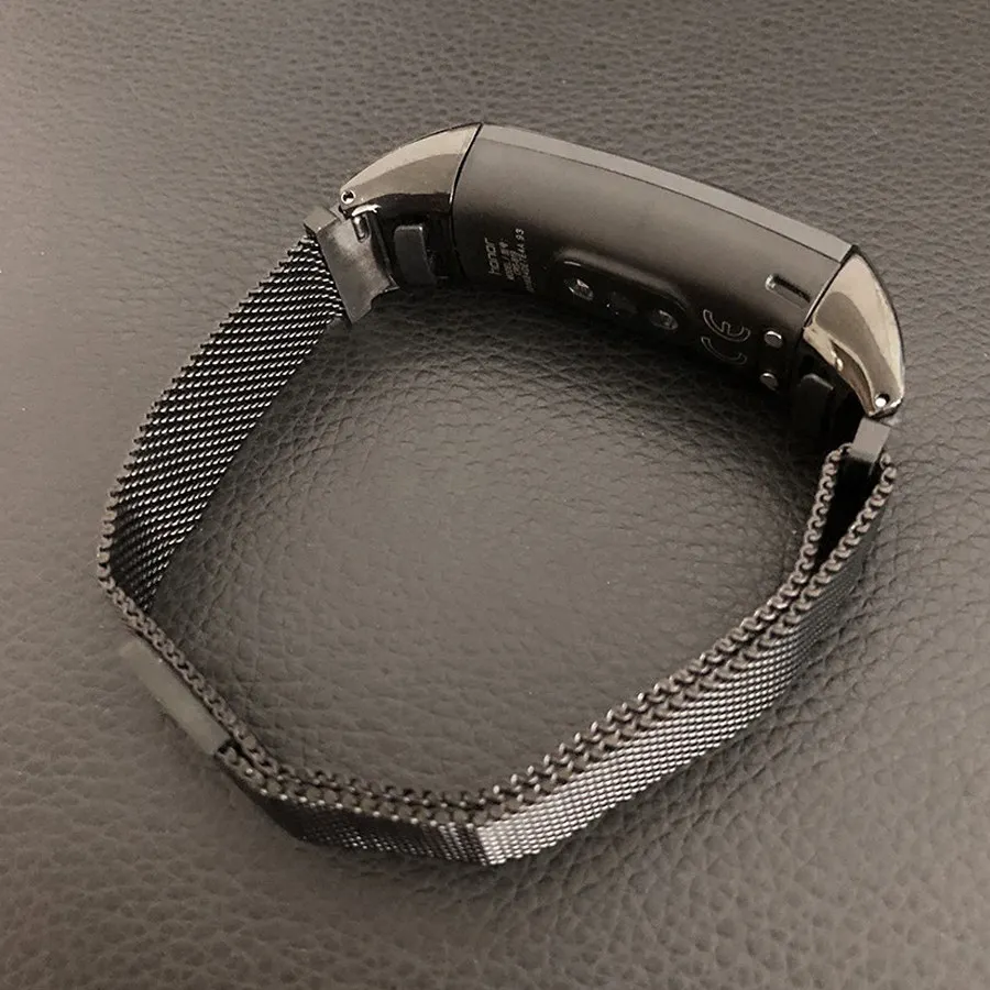 Черный Металлический ремешок для Honor Band 4 Миланская петля магнитная пряжка браслет для Huawe Honor Band 4 сменный ремешок - Цвет: Черный