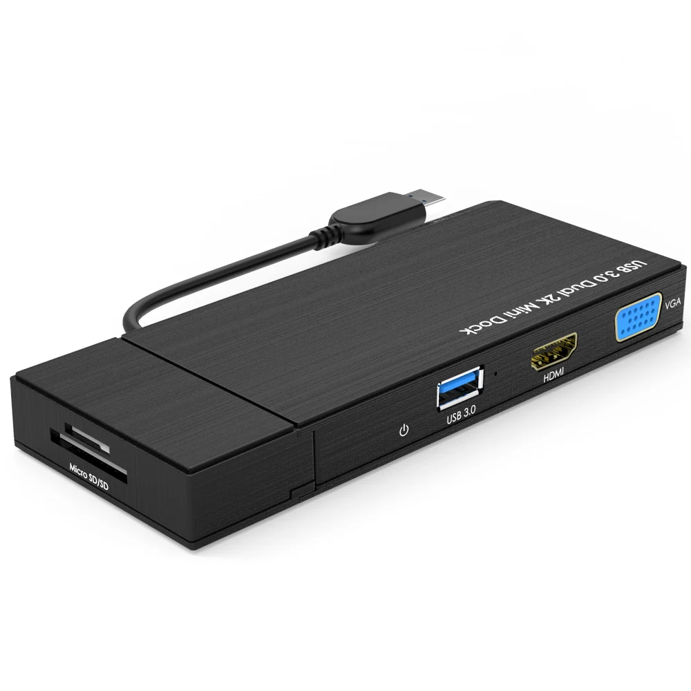 Full HD Dual 2K комбо мини док-станция USB 3,0 концентратор SD кардридер гигабитный Ethernet концентратор мульти-Дисплей HDMI/VGA для Mac Window